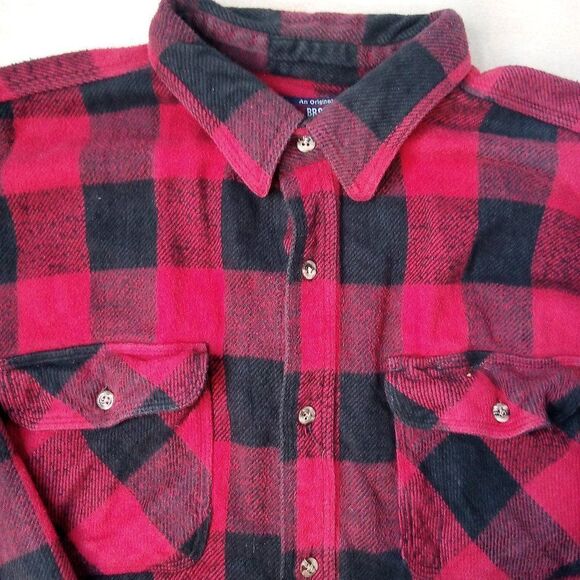 Vintage Five Brother Flannel Button Down Shirt Buffalo Plaid - Picture 1 of 7